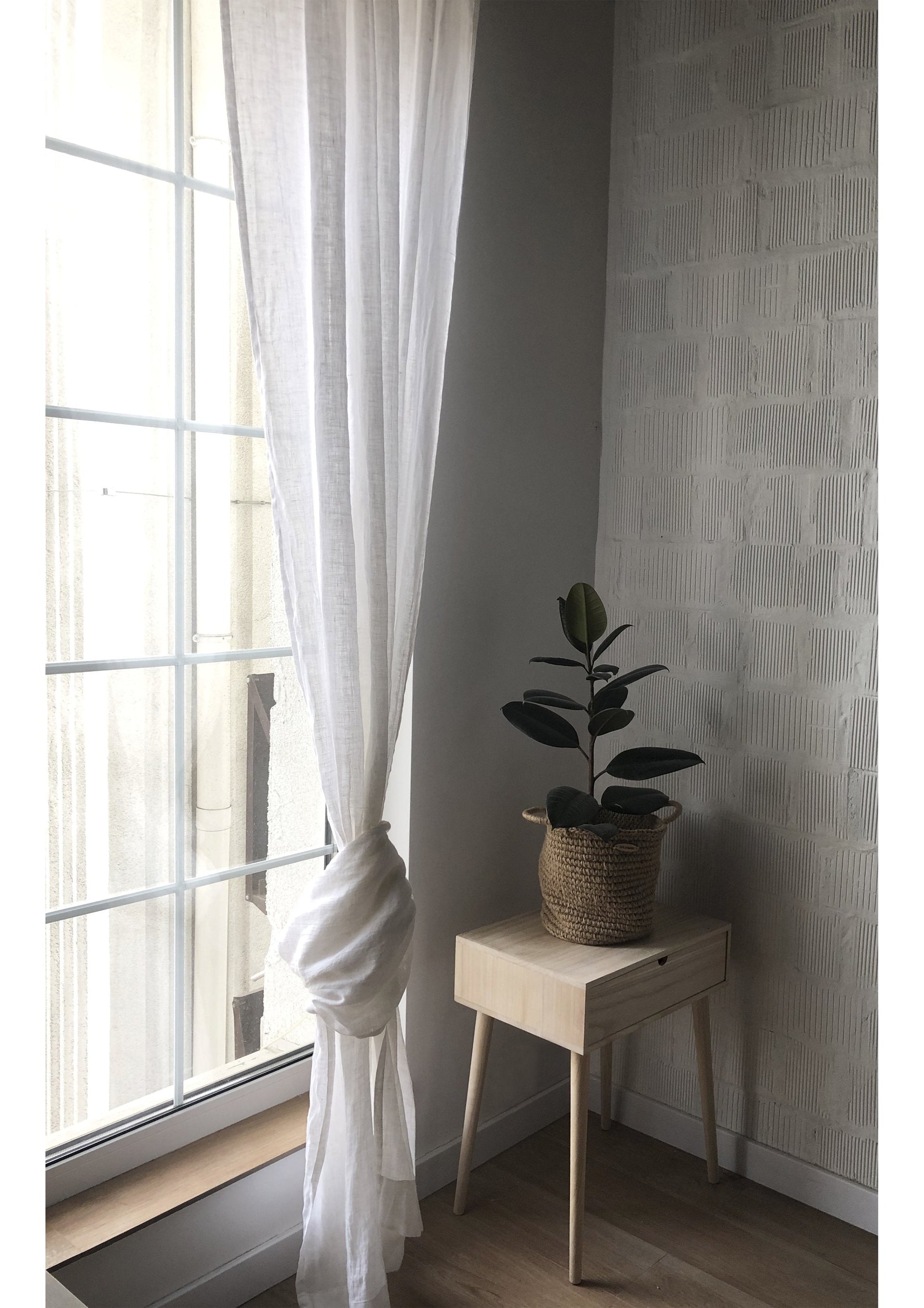 Linen Sheer White Curtain