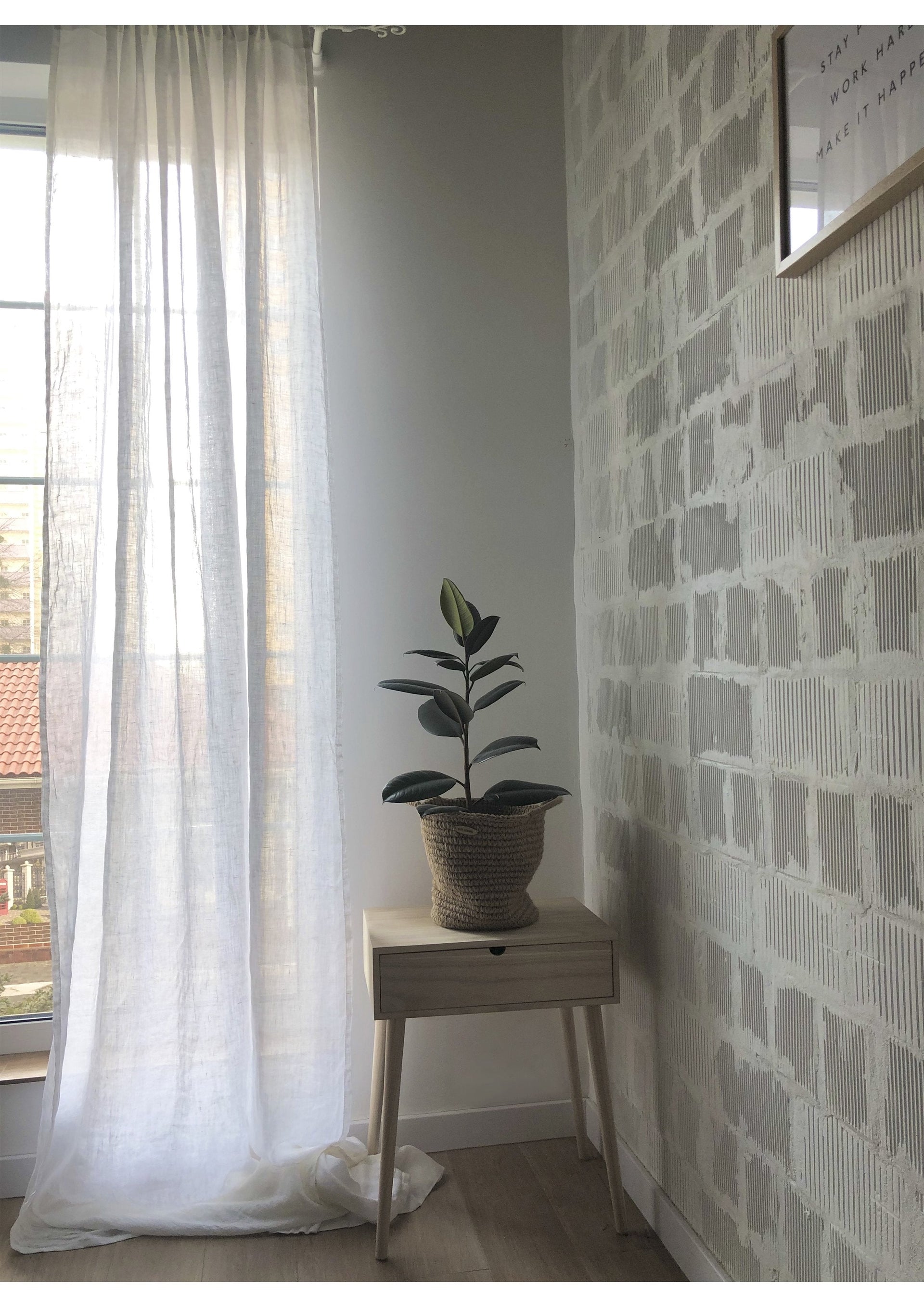 Linen Sheer White Curtain