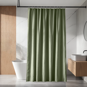 Asparagus Green Linen Shower Curtain