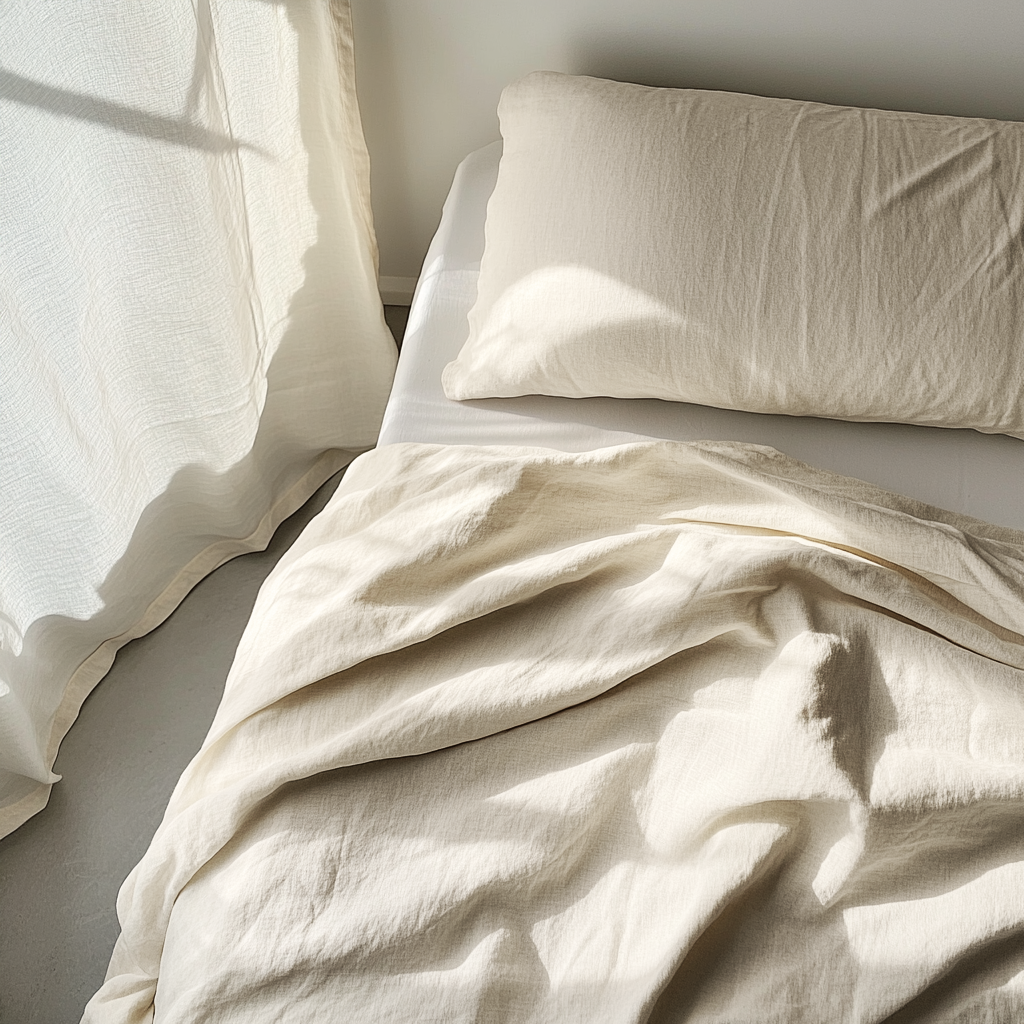 Ecru Beige Washed Heavyweight Linen Flat Sheet