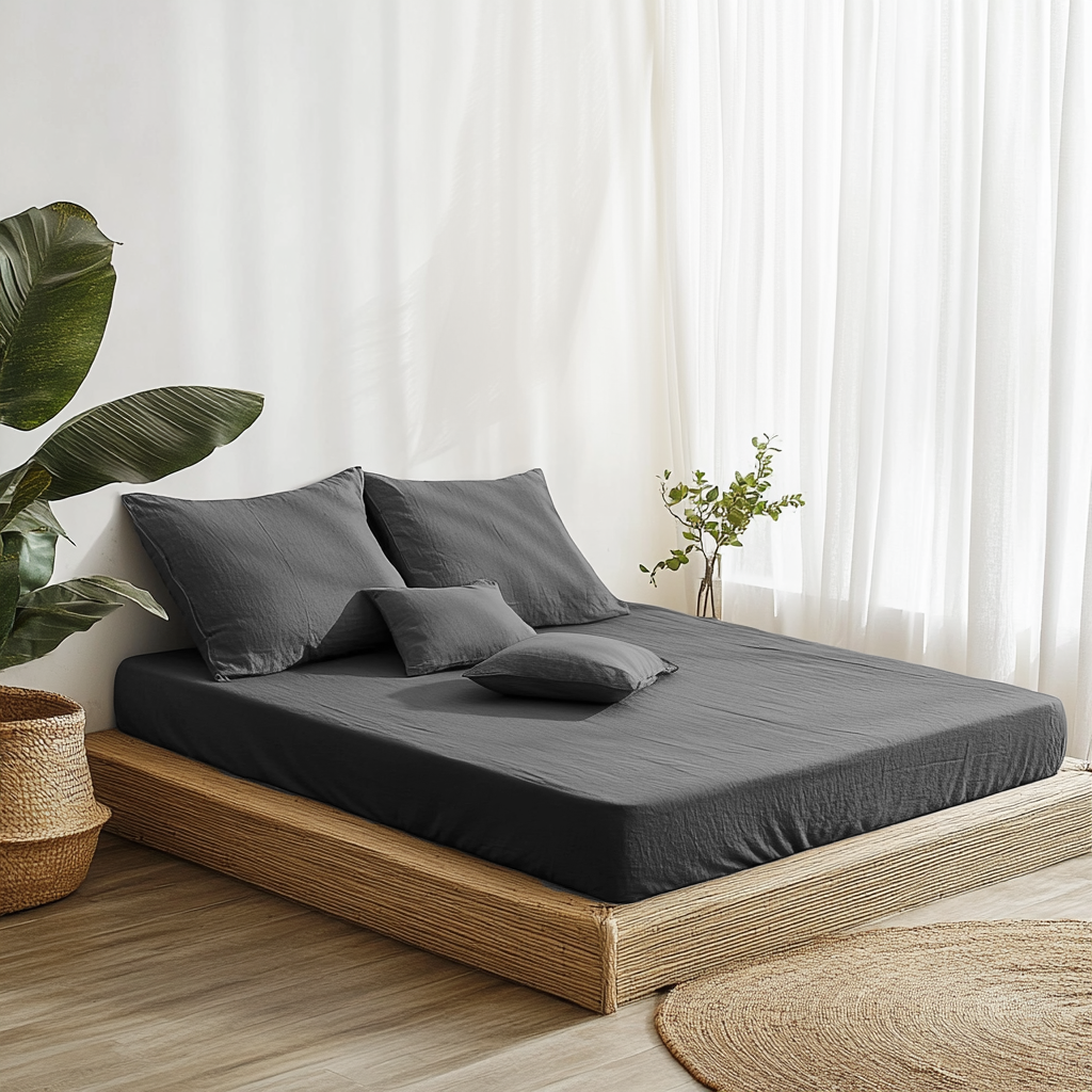 Charcoal Grove Linen Fitted Sheet