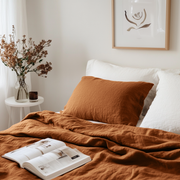 Terracotta Washed Heavyweight Linen Flat Sheet