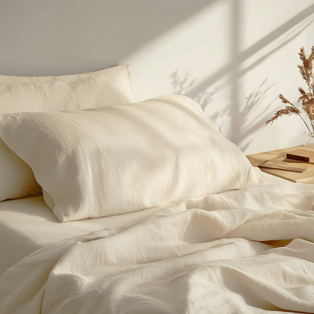 Cream Washed Linen Flat Sheet