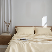 Cream Washed Linen Flat Sheet