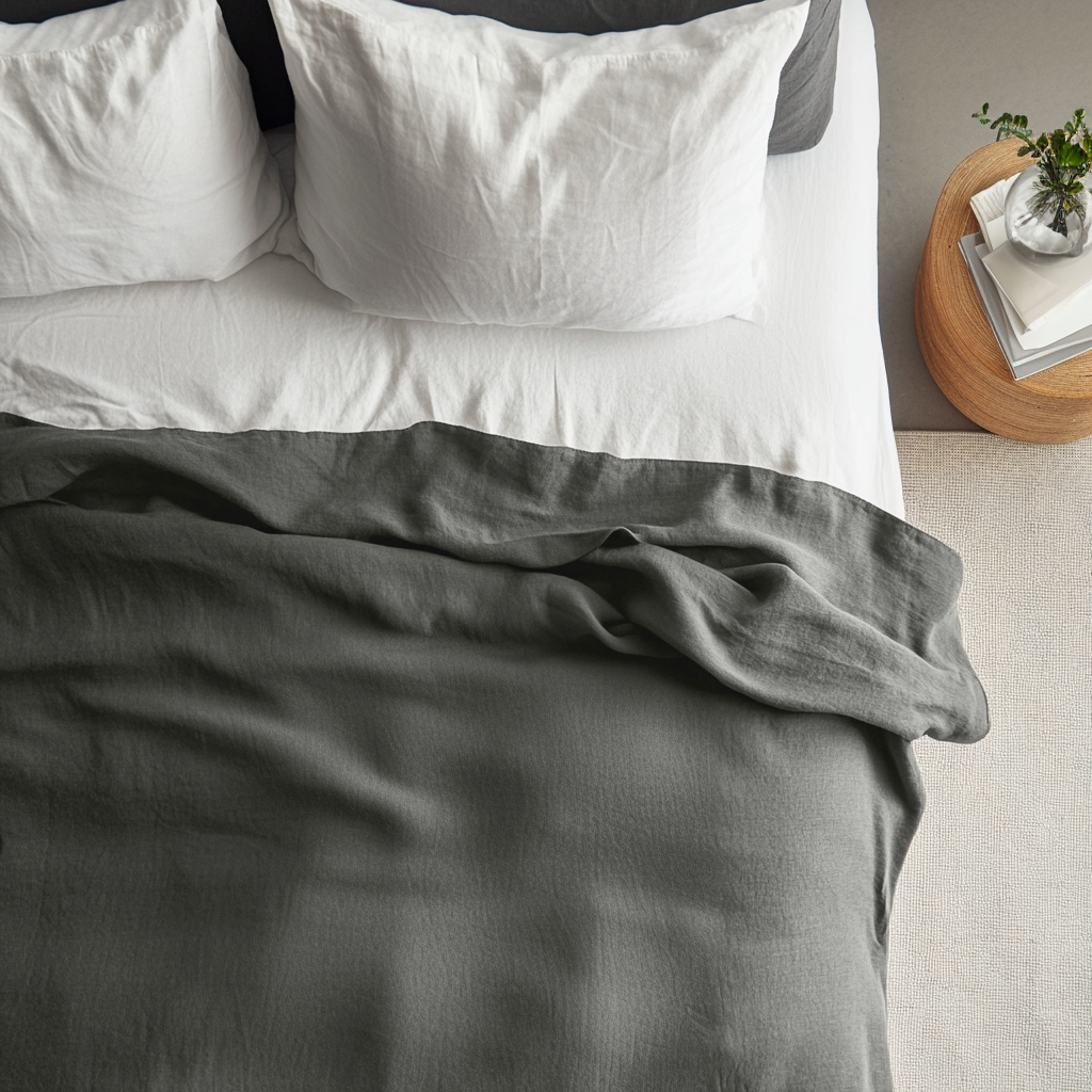 Dim Grey Washed Linen Flat Sheet