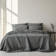 Dim Grey Washed Linen Flat Sheet