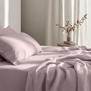 Dusty Pink Washed Linen Flat Sheet