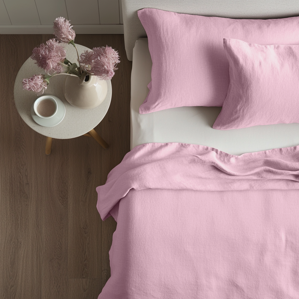 Dusty Rose Washed Linen Flat Sheet