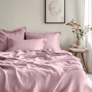 Dusty Rose Washed Linen Flat Sheet