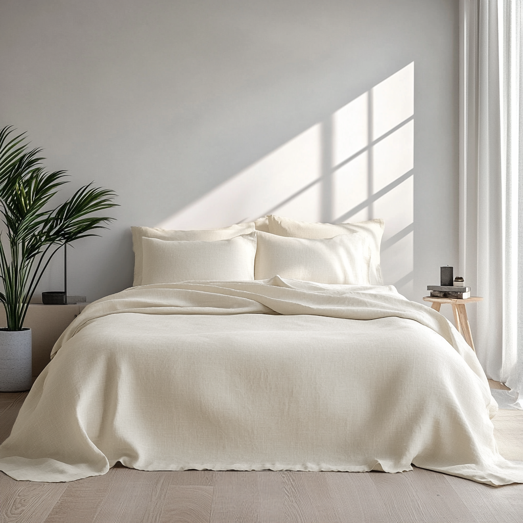 Ecru Beige Washed Heavyweight Linen Flat Sheet