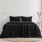 Black Washed Linen Flat Sheet