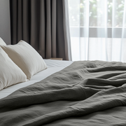 Dim Grey Washed Linen Flat Sheet