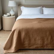 Tawny Brown Washed Linen Flat Sheet