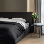 Black Washed Linen Flat Sheet