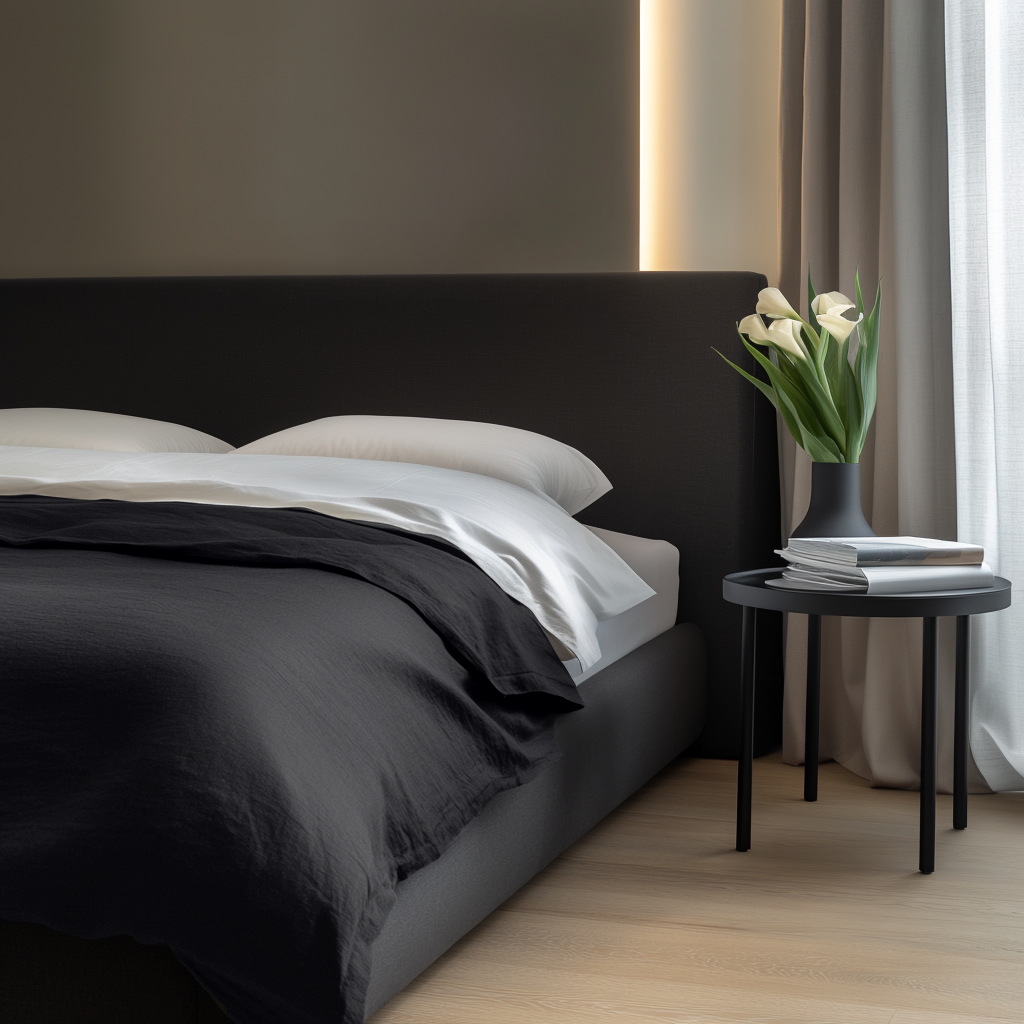 Black Washed Linen Flat Sheet