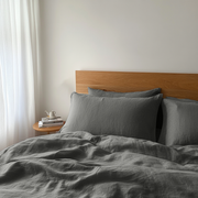 Dim Grey Washed Linen Flat Sheet