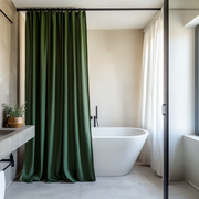 Forest Green Linen Shower Curtain