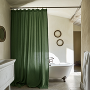 Forest Green Linen Shower Curtain