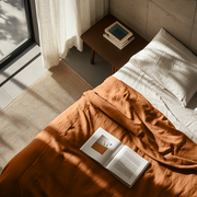 Terracotta Washed Heavyweight Linen Flat Sheet