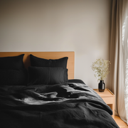 Black Washed Linen Flat Sheet