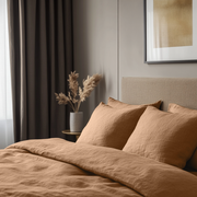 Tawny Brown Washed Linen Duvet Cover Set