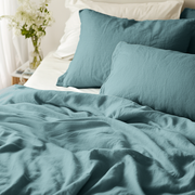 Aquamarine Blue Washed Linen Flat Sheet