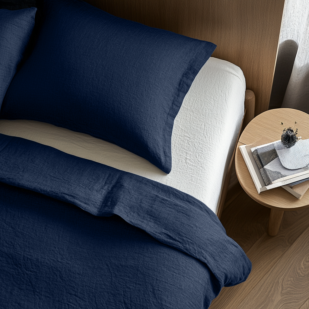 Royal Blue Washed Linen Flat Sheet