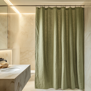 Olive Green Linen Shower Curtain