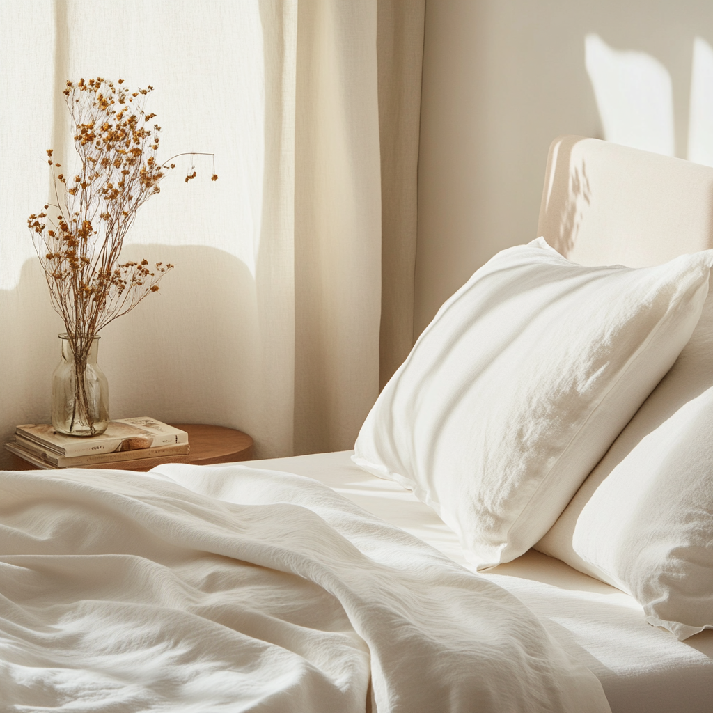 Off-White Washed Linen Flat Sheet