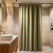 Olive Green Linen Shower Curtain