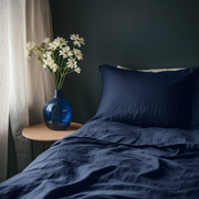 Royal Blue Washed Linen Flat Sheet