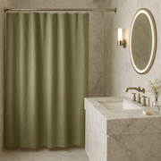 Olive Green Linen Shower Curtain