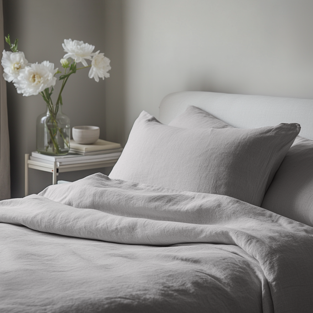 Stone Light Grey Washed Linen Flat Sheet