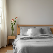 Stone Light Grey Washed Linen Flat Sheet