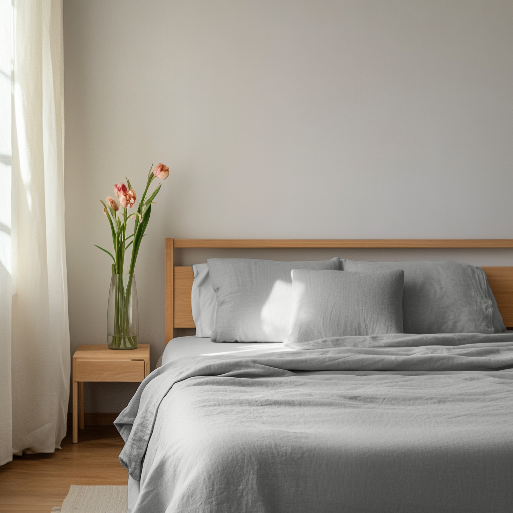 Stone Light Grey Washed Linen Flat Sheet