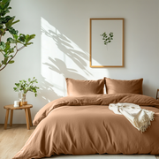 Tawny Brown Washed Linen Duvet Cover Set