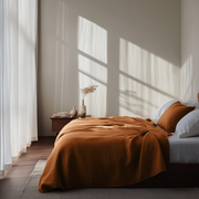 Terracotta Washed Heavyweight Linen Flat Sheet