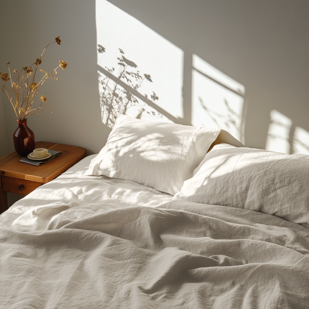 Ecru Beige Washed Heavyweight Linen Flat Sheet