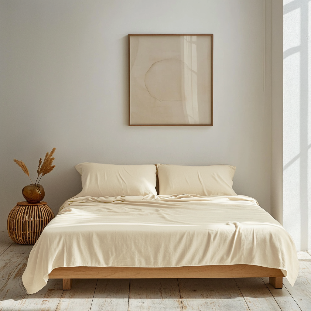 Cream Washed Linen Flat Sheet