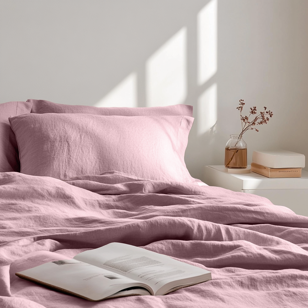 Dusty Rose Washed Linen Flat Sheet