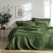 Forest Green Washed Linen Flat Sheet
