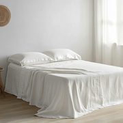 Off-White Washed Linen Flat Sheet