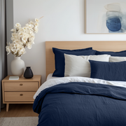 Royal Blue Washed Linen Flat Sheet