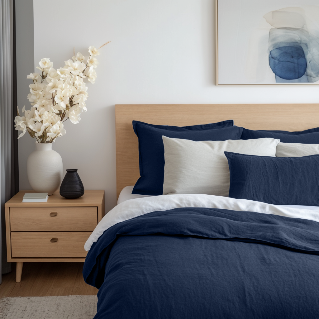 Royal Blue Washed Linen Flat Sheet