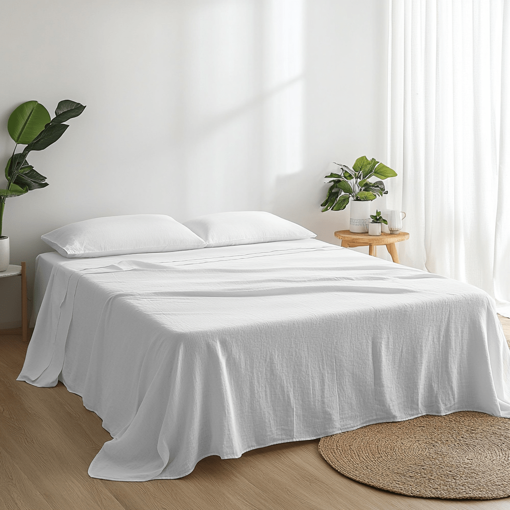 White Washed Linen Flat Sheet