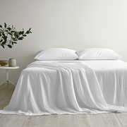White Washed Linen Flat Sheet