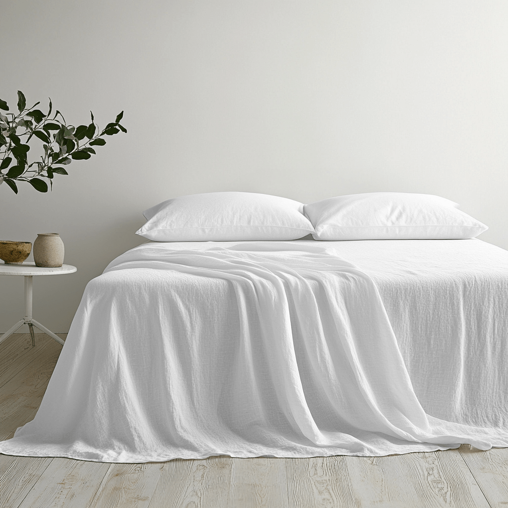 White Washed Linen Flat Sheet