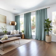Aquamarine Blue Eyelet Linen Curtain with Blackout Lining - Custom Sizes & Colours