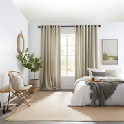 Bedroom Eyelet Linen Curtain with Blackout Lining - Сustom Sizes and Colours - Linen Window Treatments - Grommet Top Drapes