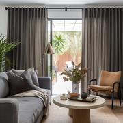 Charcoal Grey Eyelet Linen Curtain Panel - Custom Sizes & Colours